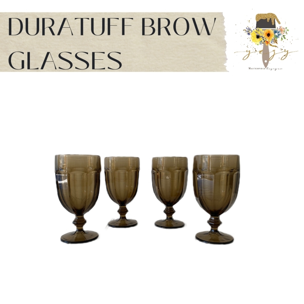 DURATUFF, Set of 4, Vintage Brown Glasses